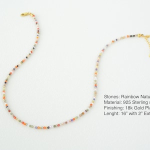 Puede incluir: Un delicado collar hecho con piedras naturales arco&iacute;ris, plata de ley 925 y un acabado chapado en oro de 18 quilates. El collar mide 40,6 cm de largo con una extensi&oacute;n de 5,1 cm.