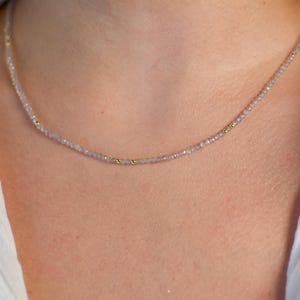 Beaded Choker Dainty Tiny Crystals Necklace Gemstone Labradorite AAA+ Gold Small Bead Choker Layering Seed bead Gift for Her Gift Bridesmaid
