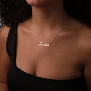 14K Solid Gold Handwritten Name Necklace, Personalized Jewelry for Mom, Custom Name Necklace, Gold Filled Name, Best Gift for Mother