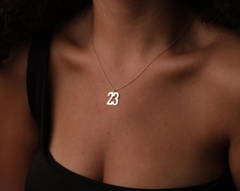 14K Gold Plated Number Necklace, Basketball Number Necklace, Year Necklace, Custom Number Necklace, Mothers Day Gift, Gift For Mother