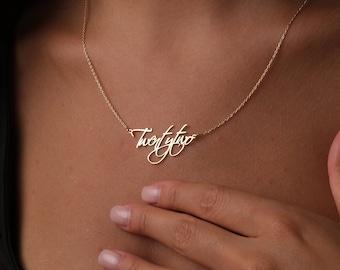 Personalized Handwritten Necklace, Gold Name Necklace, Handwritten Necklace, Name Necklace, Mothers Day Gift, Gift for Mother, Gift for Wife