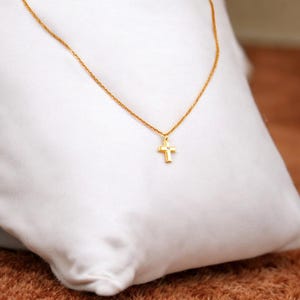 Gold Cross Necklace - Christian Necklace, Minimalist Religious Jewelry, Crucifix Necklace, Christmas Gift for Mom, Birthday Gift for Her