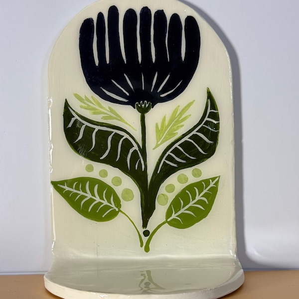 Floral Ceramic Altar | Clay Altar | Ceramic Wall Shelf