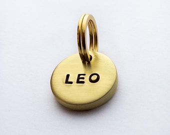 Small Brass Pet Tag, Cat Tag, Personalized
