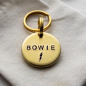 Lightning Bolt Dog Tag, Dog Name Tag, Personalized Dog Tag,  Thunder Bolt Dog Tag, Brass Dog Tag, Collar Tag