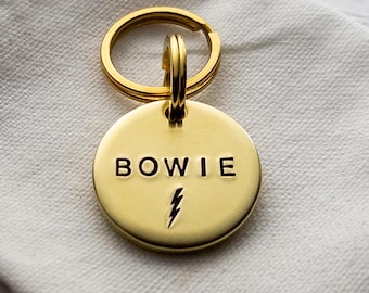 Lightning Bolt Dog Tag, Dog Name Tag, Personalized Dog Tag,  Thunder Bolt Dog Tag, Brass Dog Tag, Collar Tag
