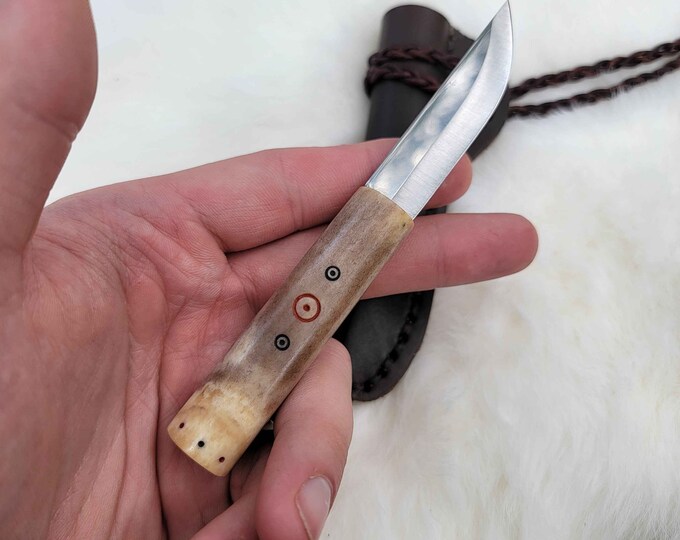 Artisan Forged Viking Knife - 1095 Steel & Antler Handle