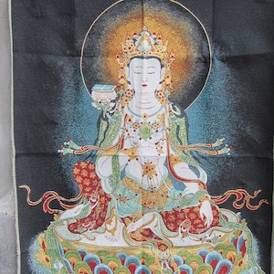 Tibetan Thangka Painting, Silk braid Painting  Buddha bodhisattva Nepal Buddhism Tangka Wall Hanging for Meditation Buddhist  Decor  SY04511