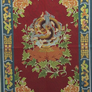 Tibetan Thangka Silk Print Painting Buddhist Deity Crafts double fish Thangka Wall Hanging Tangka  Meditation Yoga Buddhist Decor Tapestry 6
