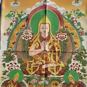 Tibetan Buddhism Cloth Silk Master Tsongkhapa Thangka Thanka Hand-Painted Nepal Buddha Mandala Wall decor Art Wall Art Prints Poster