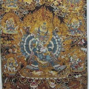 Yamāntaka Buddha Life Thangka Painting Buddha Life Story Arte Decorazione murale tibetana Arte fatta a mano per yoga thangka decorazione per sala di meditazione
