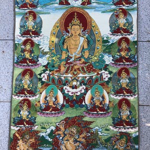 Bellissimo dipinto in treccia di seta tibetana nepalese Thangka Shakyamuni Buddhism Nepal Tangka Arazzo da parete per meditazione buddista preghiera decorazione SY27
