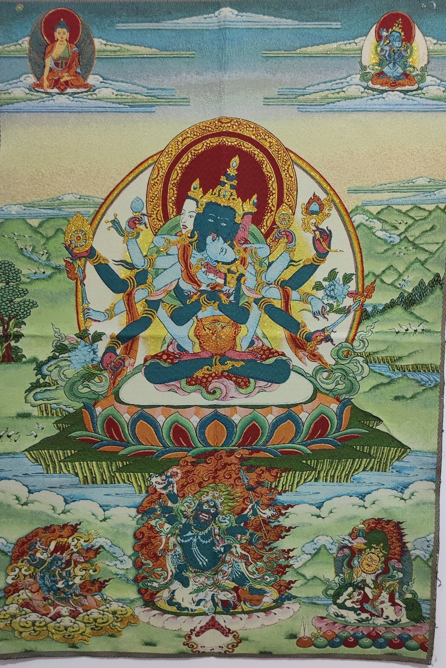 35inch Yamataka Samvara Thangka, Tibetan Thangka Painting, Vintage Hevajra Kalacakra Thangka, Nepal Drawing Art, Wall hanging Buddist decor