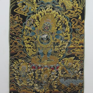 Tibetan nice Thangka Silk Print Painting Mahākāla Crafts bodhisattva Thangka Wall Hanging Tangka for Meditation Yoga Buddhist Decor Tapestry