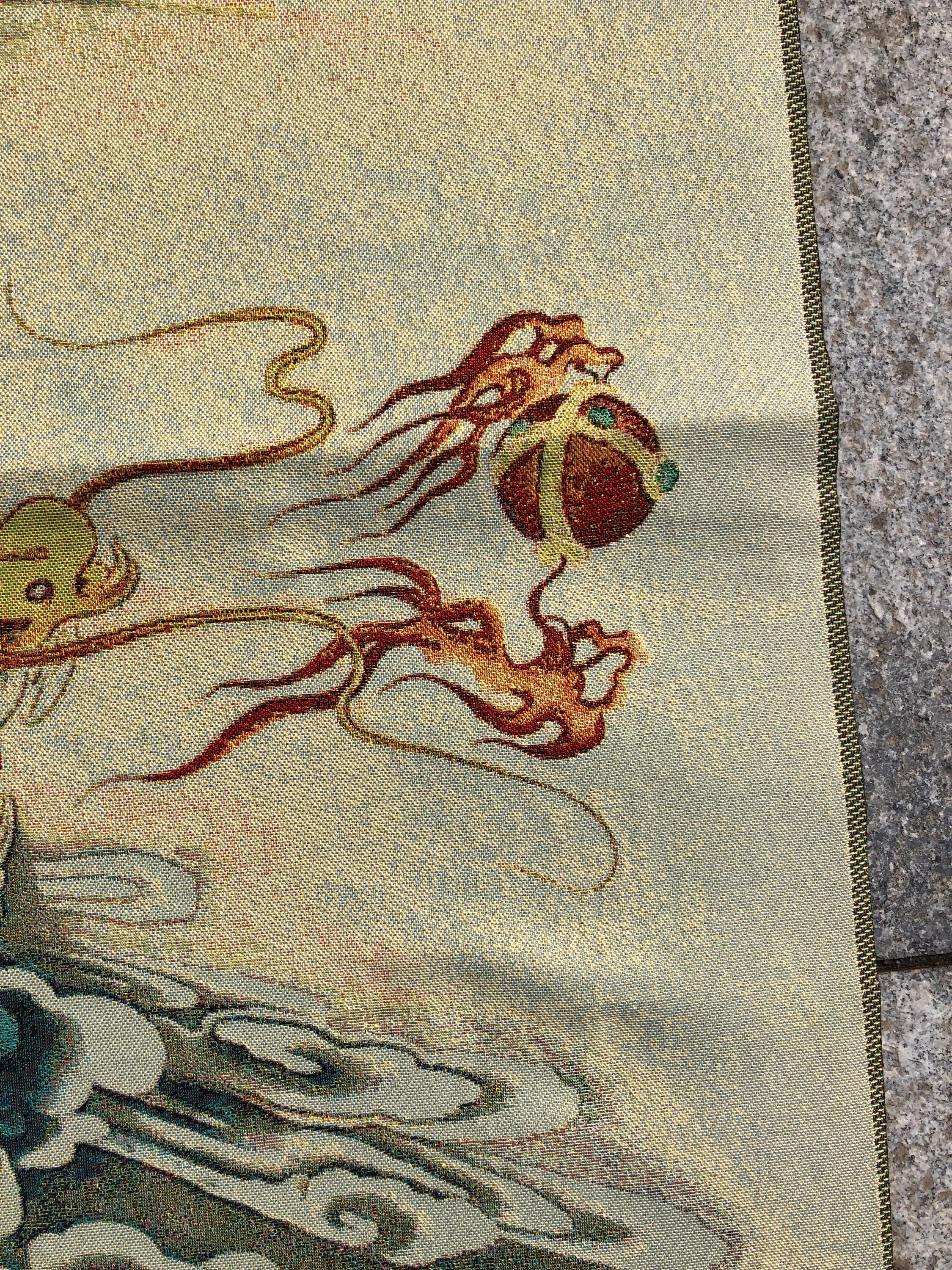 チベットタンカ　龍 35インチ チベットタンカ 刺繍 錦織 飛龍 リビングルーム シノワズリ