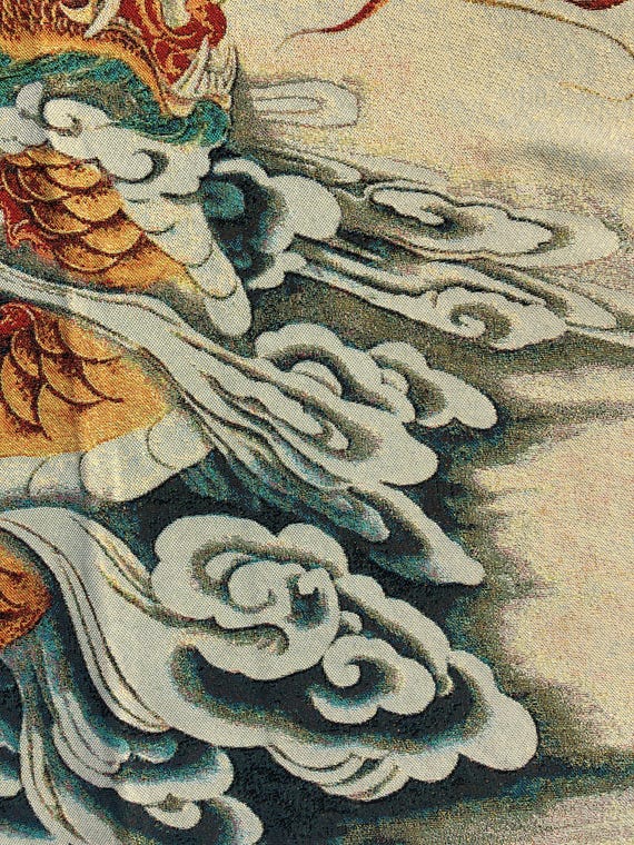 35インチ チベットタンカ 刺繍 錦織 飛龍 リビングルーム シノワズリ