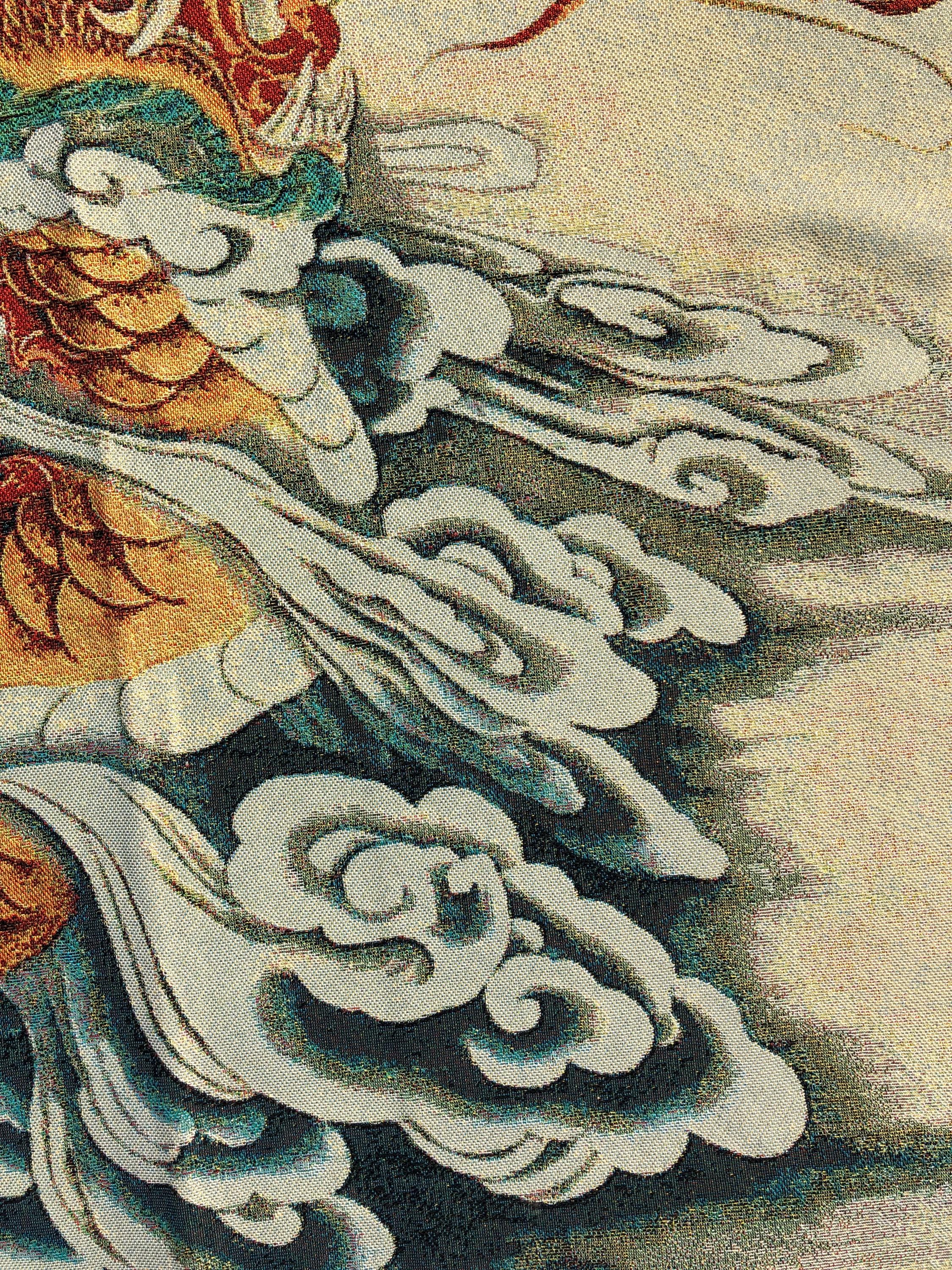 35インチ チベットタンカ 刺繍 錦織 飛龍 リビングルーム シノワズリ