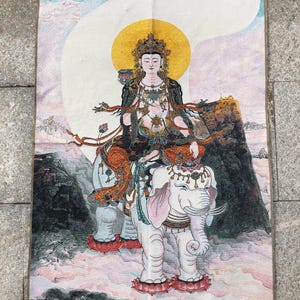 Tibetan Thangka Painting  braid Painting Samantabhadra Bodhisattva Buddha Nepal Buddhism Tangka Wall Hanging for Meditation Buddhist Decor 6