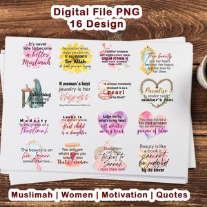 Islamic Digital Planner Sticker | Muslimah Women | Islamic Digital Download | PNG |  Quotes Motivation | Quran Verse | Islamic Quotes