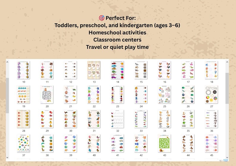 Kids Busy Book Printable PDF | Preschool Learning Activities | Educational Worksheets for Toddlers & Kindergarten | Quiet Time Activity Book image 4