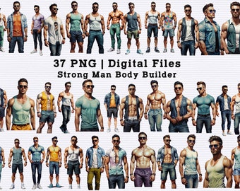 Hombres fuertes PNG / Body Builder / Archivos digitales PNG / Muscle Man / Fitness Gym / Gym Man / Sport Man Fitness / Keep Fit / Gym Lover Handsome