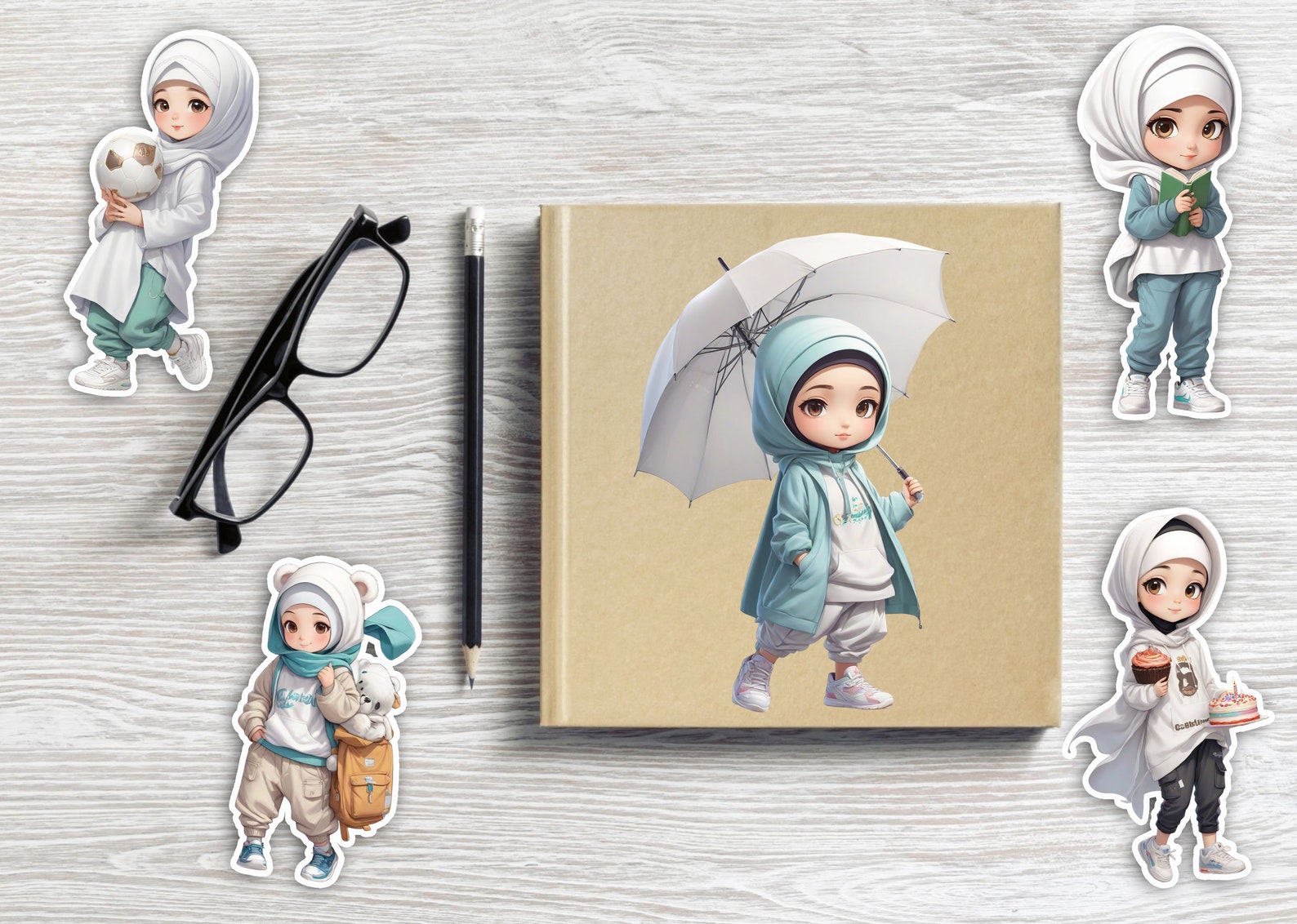 Muslim Hijab Girls | Hijab Girl | Digital Sticker | Cute Kids | Muslim ...