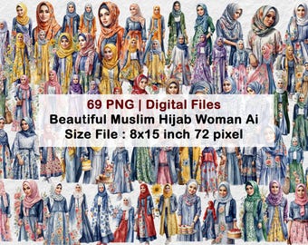 Muslim Hijab Girl PNG Clipart: Fashion Illustration (Digital File)