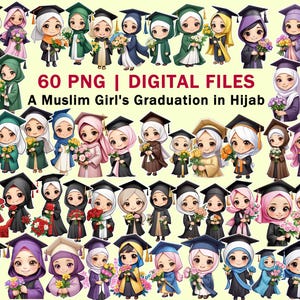 A Muslim Girl Graduation in Hijab | PNG Digital Files | Islamic Muslim Girl Graduation | Muslim Kids | Graduation Hijab | Muslim Graduation