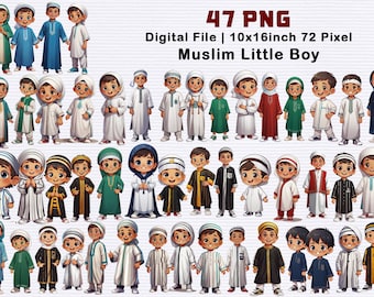 Muslim Boy PNG Clipart: Islamic Kid Jubah Designs (Digital File)