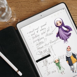 Peut inclure: Une tablette num&eacute;rique avec un fond blanc et des notes manuscrites. Les notes comprennent les mots "emotional quand", "need of money", "seeking new job", "European dream", "divorce??", "corona virus thoughts", et "400,000". Il y a trois illustrations de femmes en dessin anim&eacute; portant des foulards.