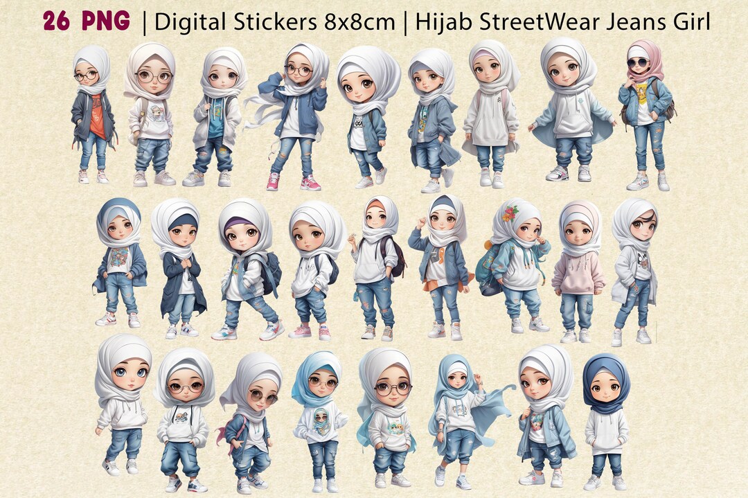 Muslim Hijab Girl Denim Jeans | Cute Islamic Digital Planner Sticker ...