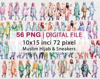 Muslim Hijab Girl | Digital File PNG | Cute Hijab Kids | Muslim Kid | Beautiful Girl With Hijab | Hijab Girl PNG File | Watercolor Hijab