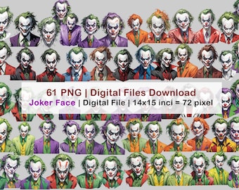Joker Face PNG Clipart: 61 Digital Art Files (15x14 inch)