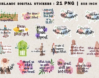 Islamic Digital Sticker Pack for iPad | Cute and Trendy Muslim PNG Sticker | Muslim Planner Digital Stickers |  Islamic Digital Artwork CUTE