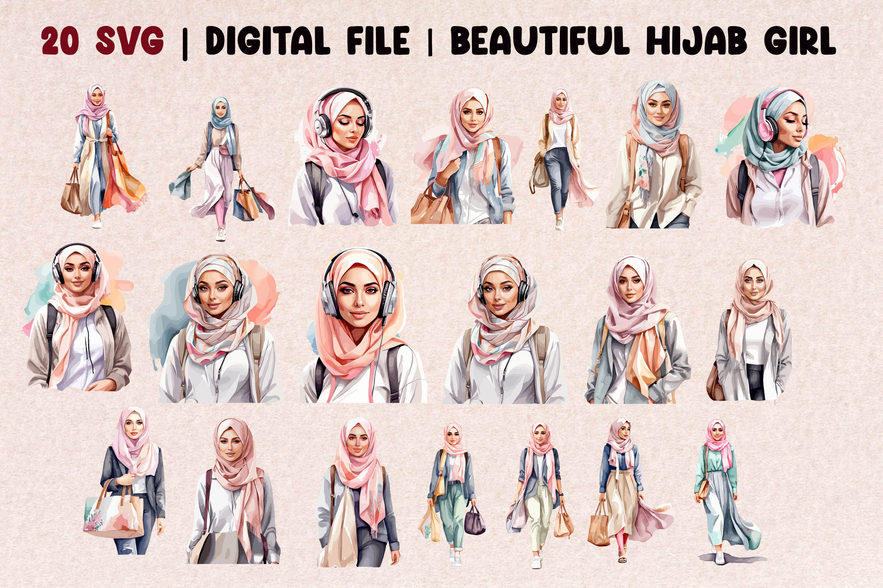 Muslim Hijabi Girl | Muslim Hijab | SVG Digital FILE | Muslim Gift Present | Muslim Shirt Woman | Hijabi Girl | Beautiful Hijabi Women SVG