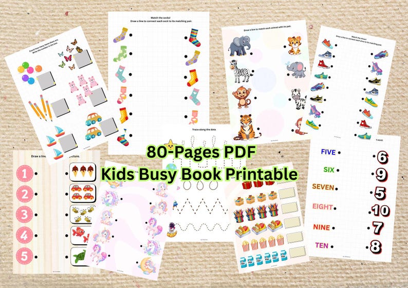 Kids Busy Book Printable PDF | Preschool Learning Activities | Educational Worksheets for Toddlers & Kindergarten | Quiet Time Activity Book image 5