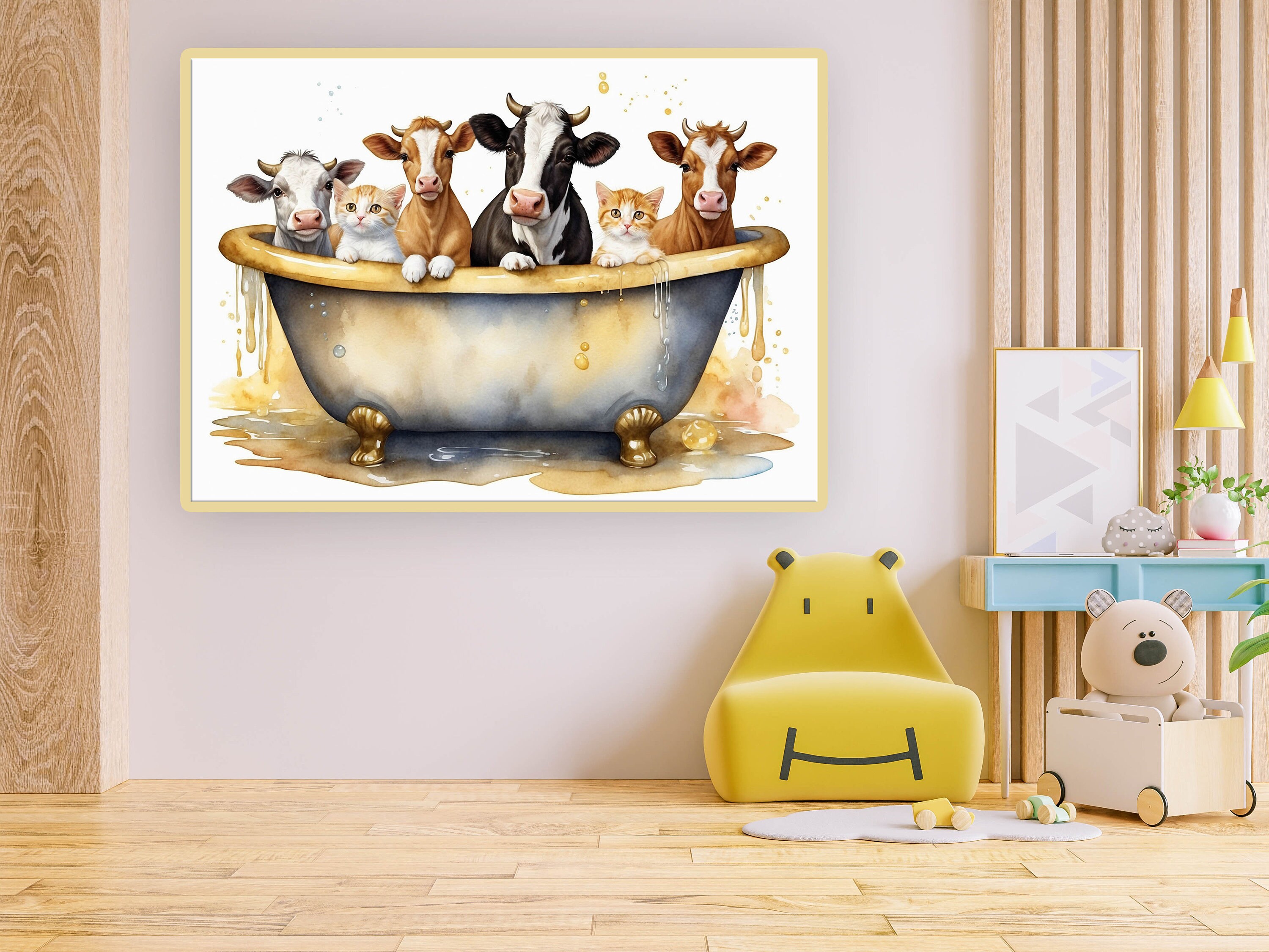 Farm Animals Digital Files Cute Animals in Bathtub Vintage Bathtub