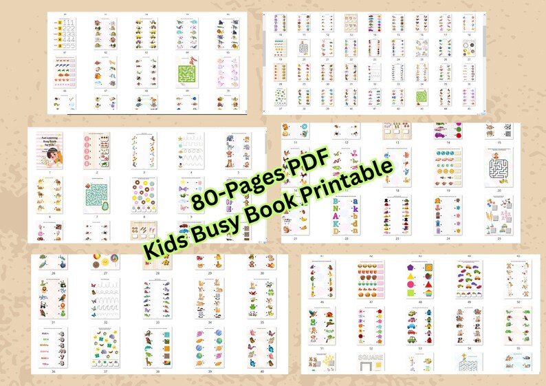 Kids Busy Book Printable PDF | Preschool Learning Activities | Educational Worksheets for Toddlers & Kindergarten | Quiet Time Activity Book image 3