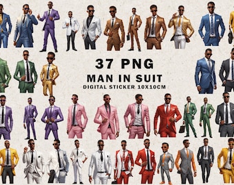 Black Man | BusinessMan | Smart African American Man | Man in Suit | Fashion Man | Digital Stickers PNG | African American Suit | Male Suit