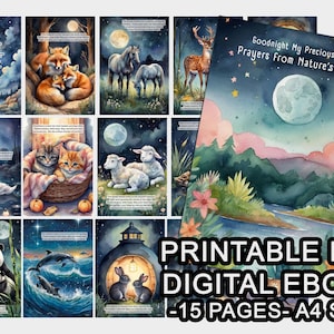 Libro PDF imprimible, libro digital, libro PDF infantil, PDF para niños, Buenas noches, mi tesoro, oraciones para dormir, libro para dormir, Buenas noches Eboo