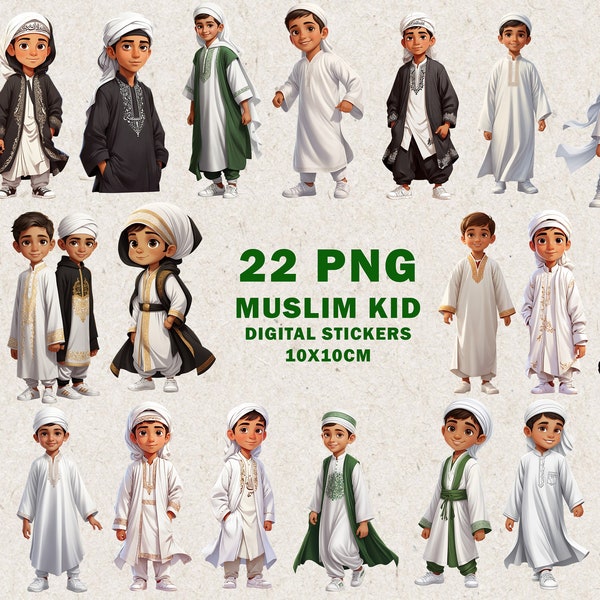 Muslim Boy | Islamic Digital Planner Sticker | Cute Boys Kid | Muslim Kid | Muslim Boy Jubah | Male Kid Muslim | PNG File Islamic