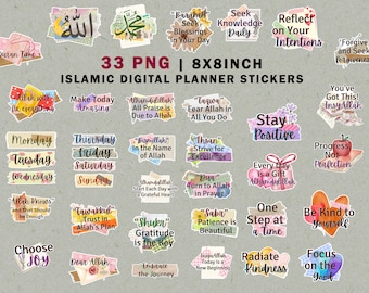 Islamic Digital Sticker Pack for iPad | Cute and Trendy Muslim PNG Sticker | Muslim Planner Digital Stickers |  Islamic Digital Artwork CUTE