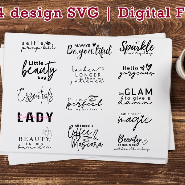 Schminktäschchen Design | Tasche SVG | Kosmetiktasche SVG | Makeup Spruch Design | SVG | Digitale Datei | Becher | Gewebte Tasche | Frauen Zitate