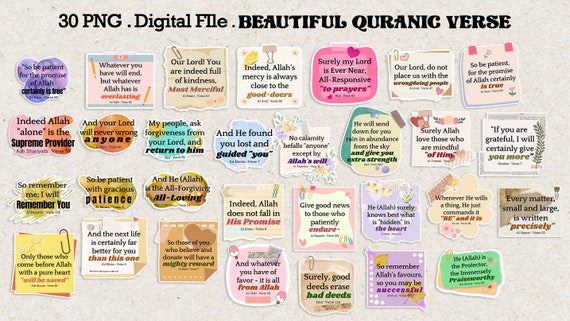 Islamic Digital Planner | QURANIC VERSE | Digital File Stickers | Islamic Motivation | Islamic Quotes | PNG File | Printable Stickers