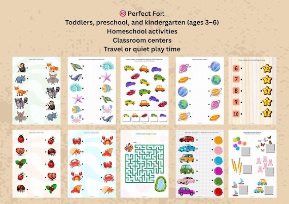 Kids Busy Book Printable PDF | Preschool Learning Activities | Educational Worksheets for Toddlers & Kindergarten | Quiet Time Activity Book
