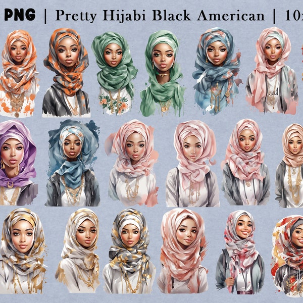 Muslim Hijabi Girl | Muslim Hijab | Islamic SVG | Muslim Gift Present | Muslim Shirt Woman | Stylish Hijabi | Black American Girl | PNG File