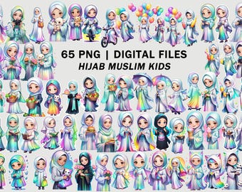 Muslim Hijab Girl | PNG Islamic Digital Planner | Cute Kids | Muslim Kid | Beautiful Girl With Hijab | Hijabi Girl Muslim Kids WHITE theme