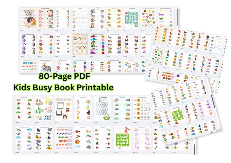 Kids Busy Book Printable PDF | Preschool Learning Activities | Educational Worksheets for Toddlers & Kindergarten | Quiet Time Activity Book image 6