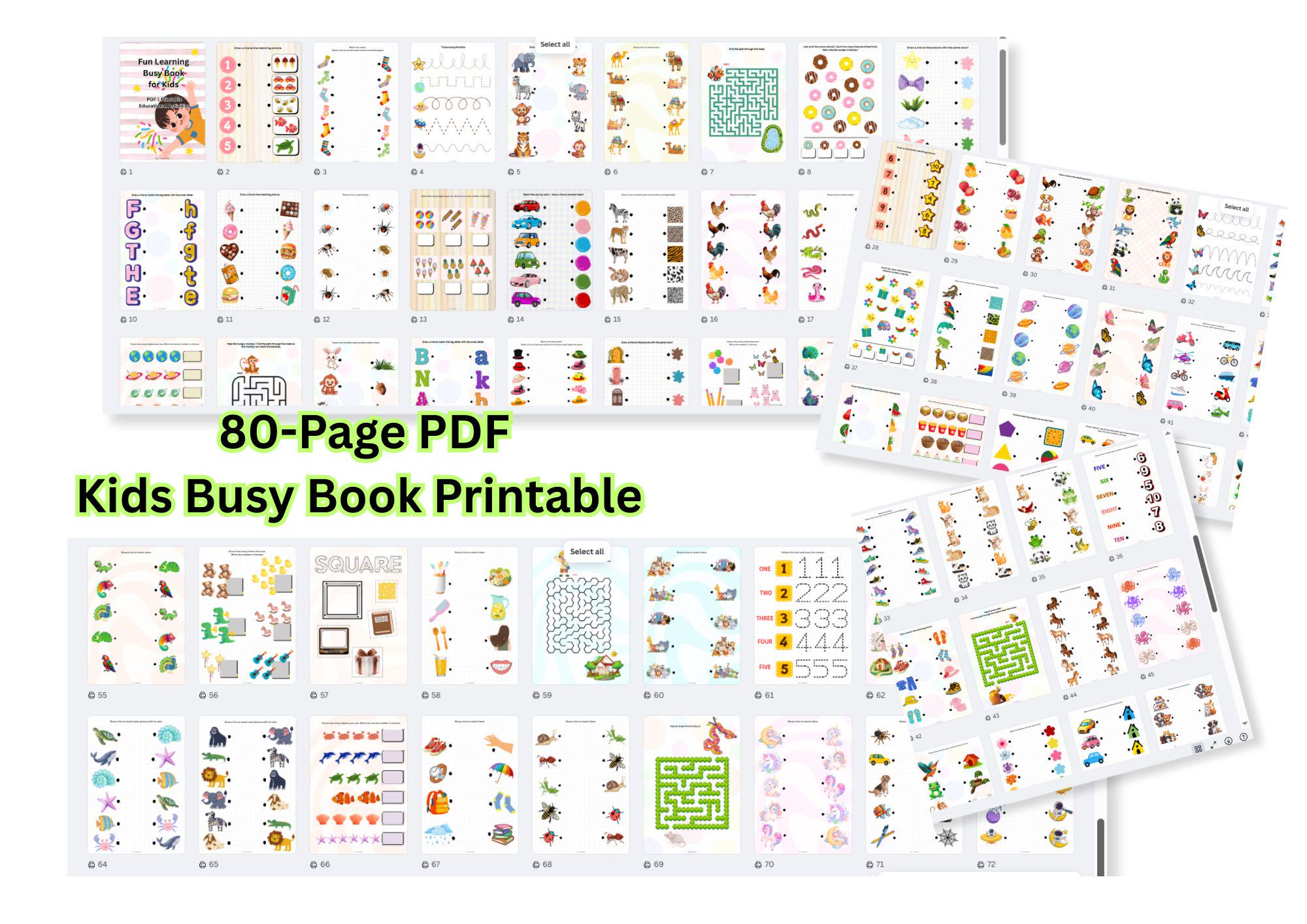 Kids Busy Book Printable PDF | Preschool Learning Activities ...