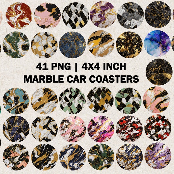 Car Coasters | Marble Cup Holder Inserts | Digital PNG | Drink Holder Inserts | Marble Magic Chic Car Coasters | Set of Stylish Car Coasters
